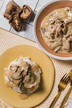 Load image into Gallery viewer, PAN FRIED PORK AND MUSHROOMS IN WHITE WINE GRAVY
